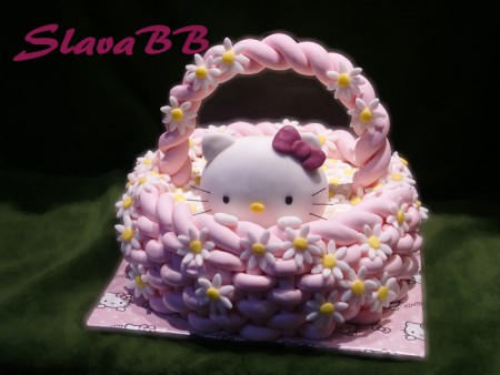 Torta "HELLO KITTY pre Sofinku - HELLO KITTY Cakes " cesto: orechové plnka: čokoládová a karamelová  váha: 4,5 kg